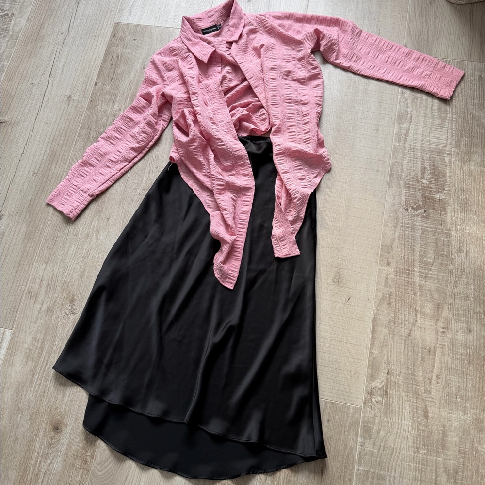 PrettyLittleThing Black High Low Skirt